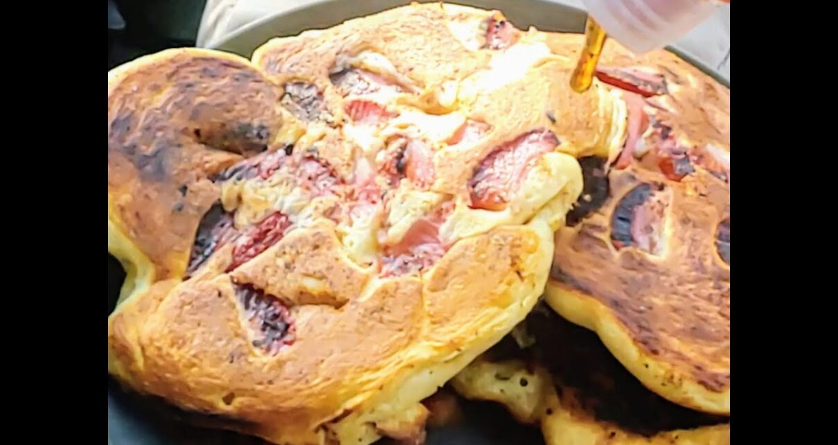 yt 267764 Cooking Strawberry Pancakes in the Woods on a Fire Pancakes for Camping Outdoors Cooking 1210x642 - Cooking Strawberry Pancakes in the Woods on a Fire | Pancakes for Camping | Outdoors Cooking